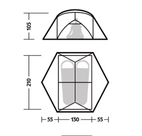 Палатка Naturehike Mongar UL 2-местная, алюминиевый каркас, сверхлегкая, серая