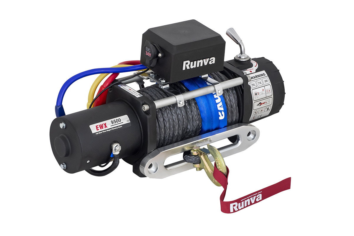 Лебёдка автомобильная электрическая 12V Runva EWX9500SSR 4350 кг (синтетический трос)