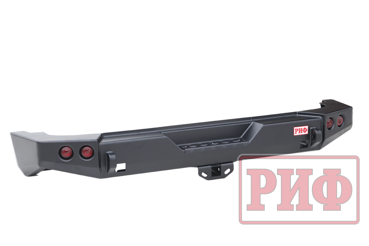 Бампер РИФ силовой задний Jeep Wrangler JK 2007-2018 с квадратом под фаркоп и фонарями, стандарт
