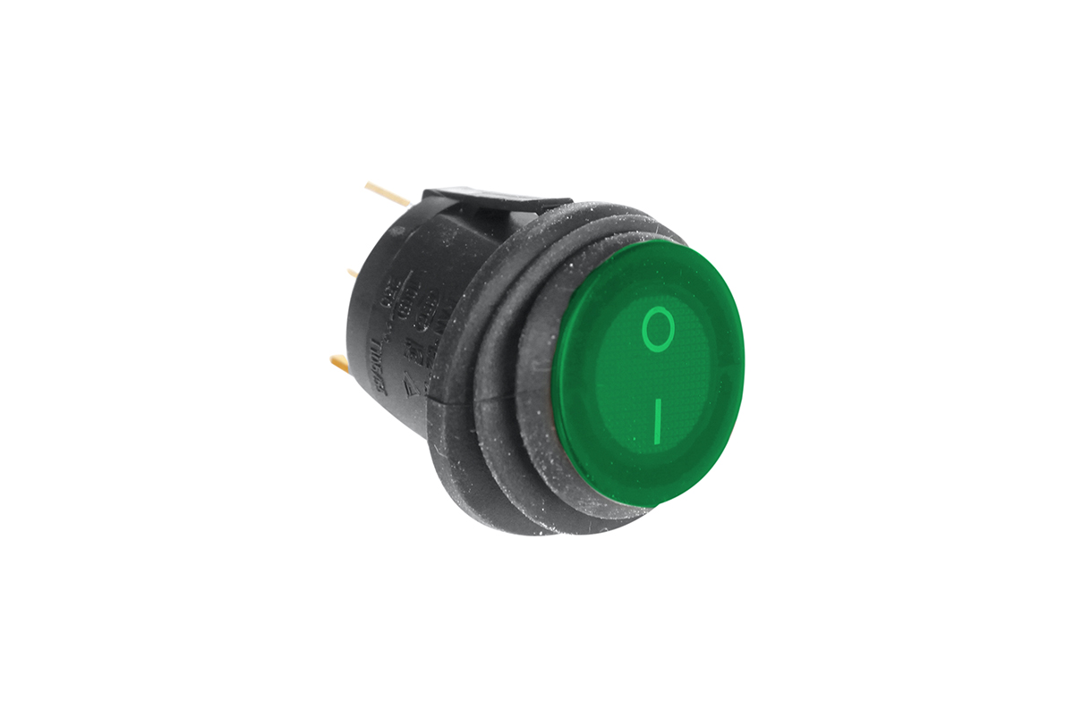 Переключатель ВКЛ/ВЫКЛ, зеленый, круглый влагозащищенный