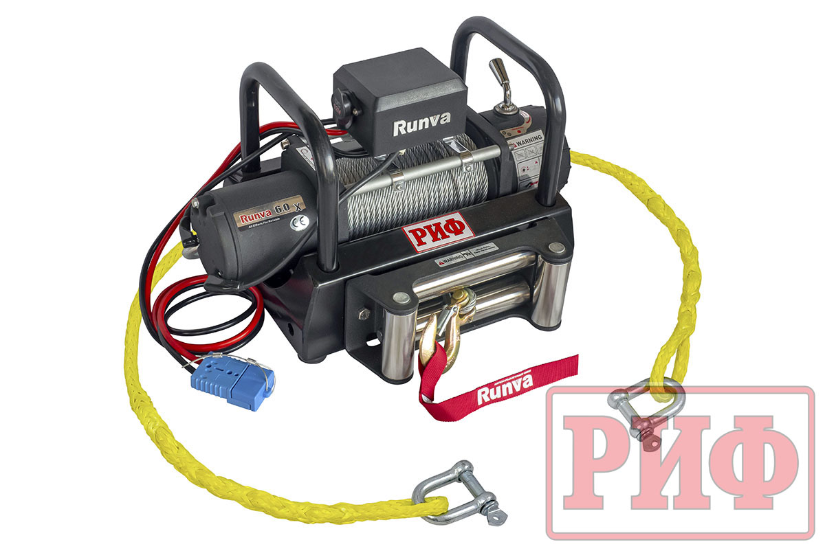 Лебёдка переносная РИФ 6000S c площадкой и проводами (стальной трос)