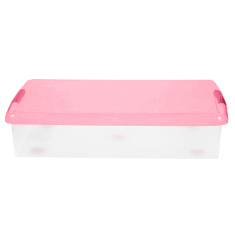 2 Короб для хранения IRIS THIN BOX 85л, прозрачный-розовый 2 Короб для хранения IRIS THIN BOX 85л, прозрачный-розовый