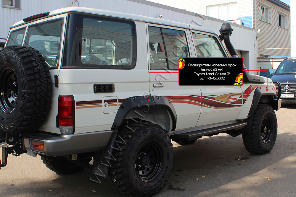 Расширители колесных арок Toyota Land Cruiser 76 2007- (вынос 65 мм)