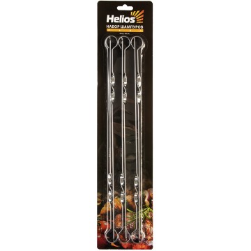 Набор плоских шампуров HELIOS Лайт, 6 шт, в блистере, 45х1 см