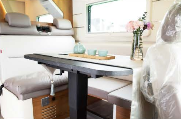 Нога телескопическая для стола в автодом, черная, вращение 360