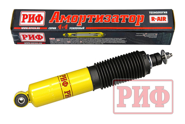 Амортизатор усиленный РИФ передний Mitsubishi L200 96-05, Pajero II, Sport I 98-09 штатный и лифт 0-40 мм (уценка)