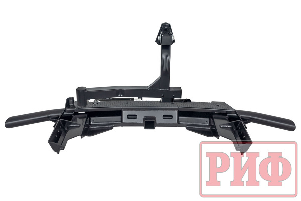 Бампер РИФ силовой задний Renault Duster 2015-2020 c квадратом под фаркоп, калиткой, подсветкой ном.