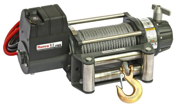 Лебёдка электрическая 12V Runva 9500 lbs 4350 кг влагозащищенная, стальной трос