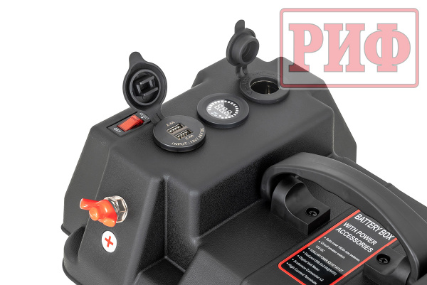 Бокс аккумуляторный 2xUSB, 1x12В, вольтметр с индикацией (424х251х306 мм)