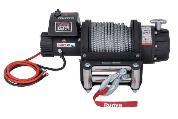 Лебёдка электрическая 12V Runva 25000 lbs влагозащищенная, стальной трос
