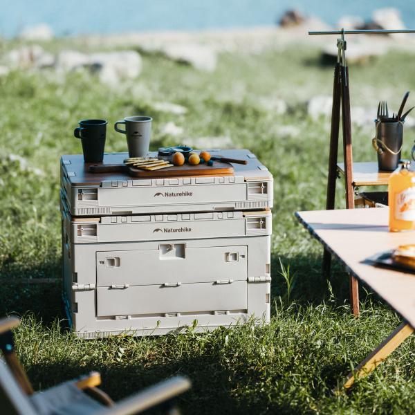 2 Ящик туристический Naturehike 52 л, трансформер, со столешницей, бежевый