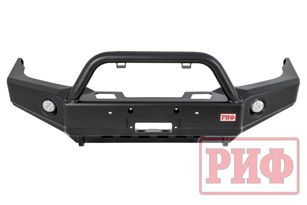 Бампер РИФ силовой передний Toyota Land Cruiser Prado 120 c доп. фарами, центральной дугой, защитой бачка омывателя