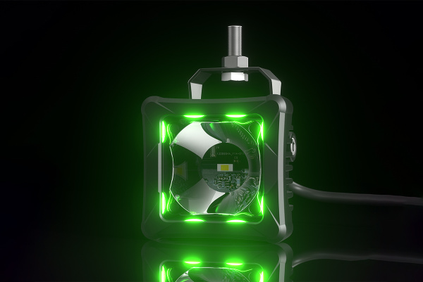 Светодиодные фары дальнего света AURORA 76x76 мм 30W с RGB подсветкой (комплект 2 шт)