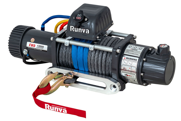 Лебёдка электрическая двухскоростная 12V Runva EWD12000SSR 5443 кг (синтетический трос)