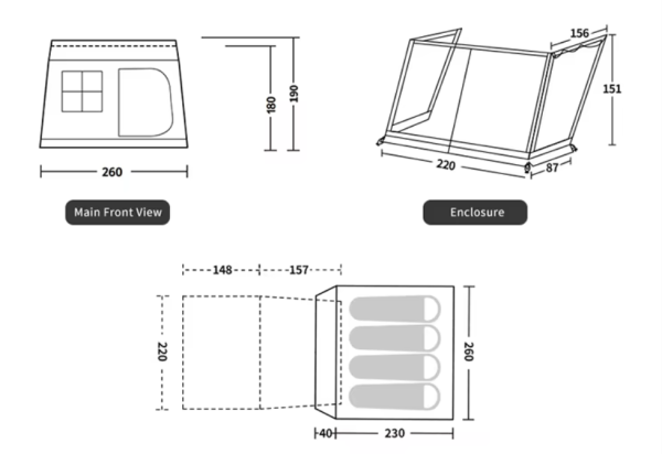 1 Палатка Naturehike Village 6.0 II поколения 4-местная, с верандой, коричневая