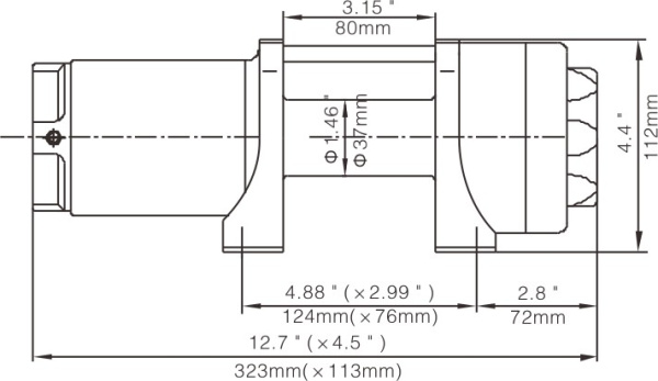 Лебёдка электрическая 12V Runva 2500 lbs 1140 кг (синтетический трос)