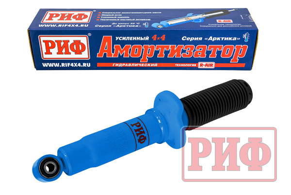 Амортизатор усиленный РИФ "Арктика" передний Mitsubishi Pajero III/IV 2000+ штатный и лифт 0-40 мм