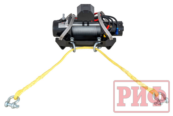 Лебёдка переносная РИФ 12000 c облегчённой площадкой и проводами (стальной трос)