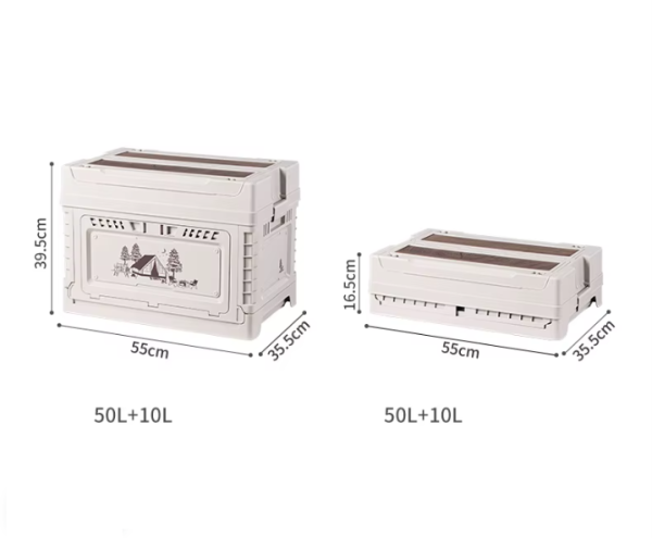 Ящик туристический Naturehike 50+10 л, трансформер, со столешницей, бежевый