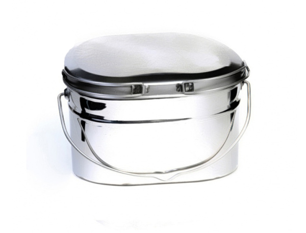 Котелок туристический 6 л., низкий,  нержавеющая сталь, крышка с ручками