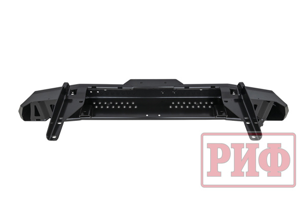 Бампер РИФ силовой задний Toyota Land Cruiser 200 2012-2015 с квадр. под фаркоп, калиткой и фонарями