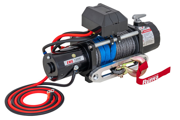 Лебёдка электрическая 12V Magnum 12000 lbs 5700 кг (синтетический трос)