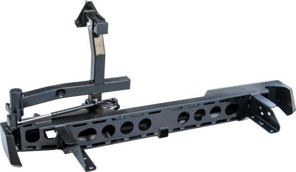 Бампер РИФ силовой задний Nissan Navara D40 2005-2014 с квадратом под фаркоп, калиткой, подсветкой номера