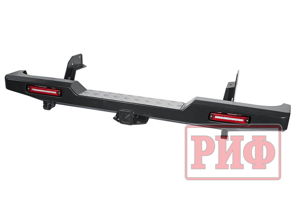 Бампер РИФ задний Mazda B2500,BT50 /Ford Ranger T5 2006-2010 с квадр. под фаркоп и фонар. лифт 50 мм
