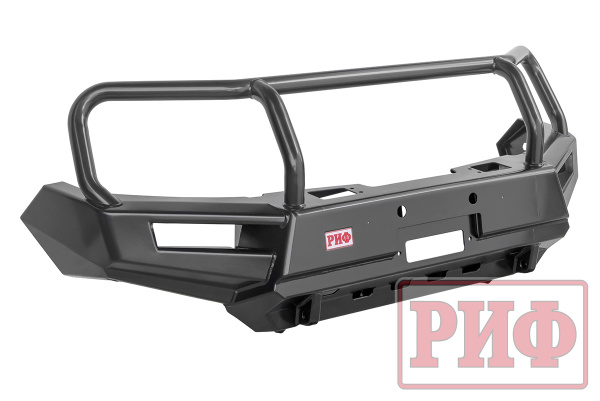 Бампер РИФ силовой передний Mitsubishi Pajero Sport 2015-2020 под доп. фары, с защитной дугой