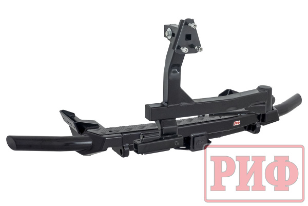 Бампер РИФ силовой задний Renault Duster 2021+ c квадратом под фаркоп, калиткой и подсветкой номера