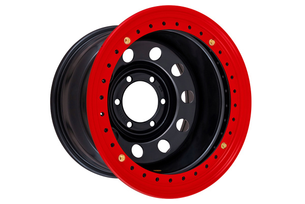 Диск усиленный стальной черный 6x139,7 10xR16 d110 ET-44 с бедлоком (красный) (уценка)