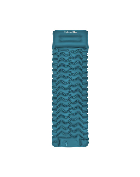 Коврик надувной Naturehike FC01 200х60х6,5 см, с подушкой, с насосом, голубой