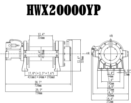 Лебёдка гидравлическая  Runva 20000 lbs 9072 кг