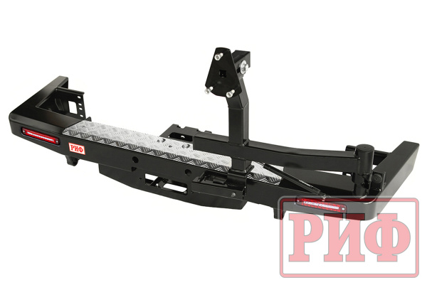 Бампер РИФ задний УАЗ Патриот 2015+ с площадкой под лебедку, калиткой и фонарями стандарт