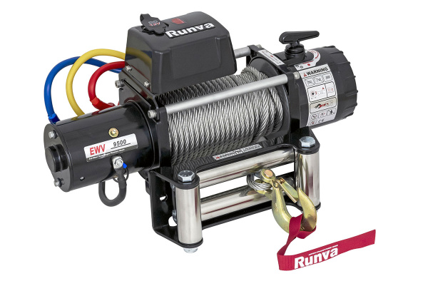 Лебёдка электрическая 12V Runva 9500 lbs 4350 кг (стальной трос)