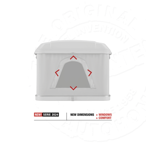 Палатка на крышу автомобиля AUTOHOME MAGGIOLINA AIRLANDER PLUS SMALL GRAY X-LONG, серый тент, лестница 215 мм