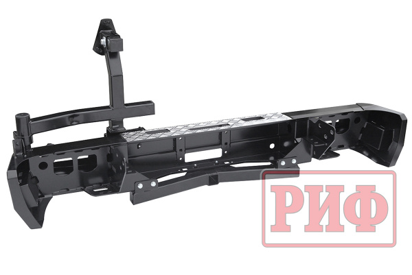 Бампер РИФ силовой задний Toyota Tundra 2007-09.2013 с площ. под лебёдку, квадратом под фаркоп, калиткой и фонарями