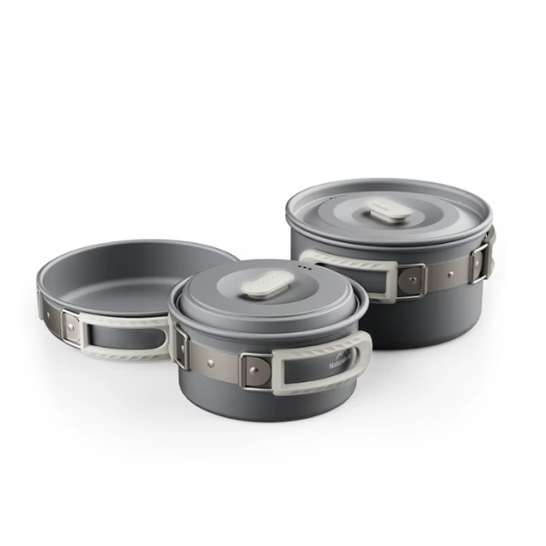 Набор посуды Naturehike туристический 3 предмета, алюминий, серый (уценка)