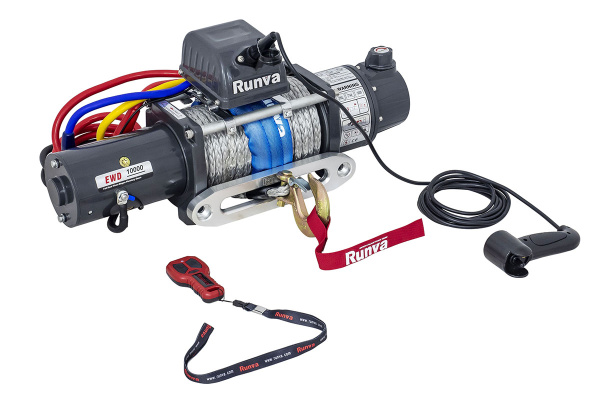 Лебёдка электрическая двухскоростная 12V Runva 10000 lbs 4500 кг (синтетический трос) Лебёдка электрическая двухскоростная 12V Runva 10000 lbs 4500 кг (синтетический трос)