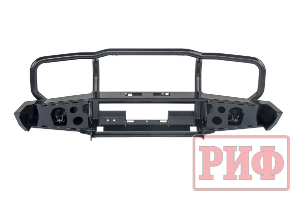 Бампер РИФ передний Toyota Land Cruiser 76/78/79 2007-2024 c доп. фарами и защитной дугой, под штатную лебедку
