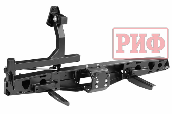 Бампер РИФ силовой задний УАЗ Буханка с площадкой под лебёдку, калиткой и фонарями, лифт 65 мм