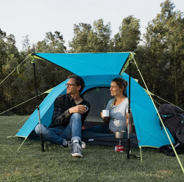 Палатка Naturehike P-Series 3-местная, алюминиевый каркас, голубая