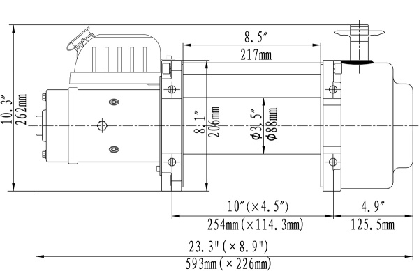 Лебёдка электрическая (индустр.) 12V Runva 15000 lbs 6800 кг синтетический трос