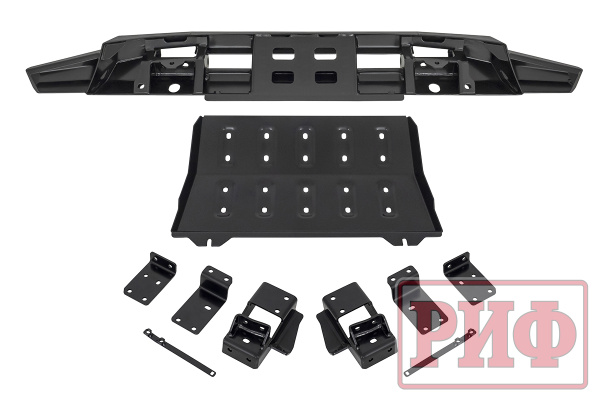Бампер РИФ силовой передний/защита штатного бампера Mitsubishi Pajero Sport 2015-2020 с защитой радиатора