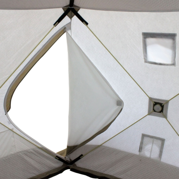 Палатка зимняя СЛЕДОПЫТ "Premium" 5 стен (2,8 х 2,9 м), h-2,05 м, 3 слоя, белый/олива