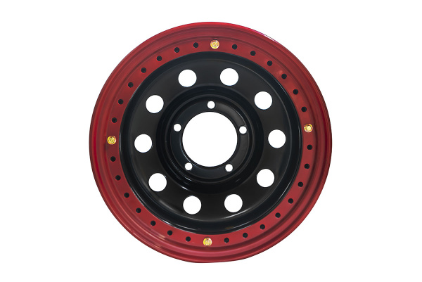 Диск усиленный УАЗ стальной черный 5x139,7 8xR16 d110 ET-19 с двойным бедлоком (красный)