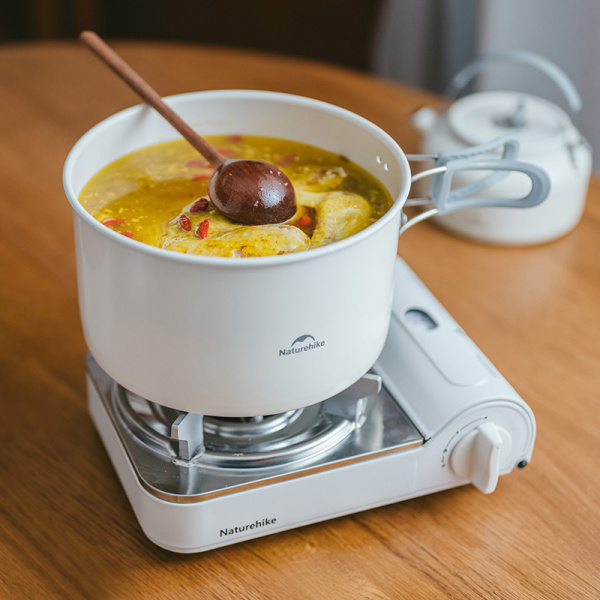 2 Котелок туристический Naturehike 2,8 л., с керамическим покрытием, белый