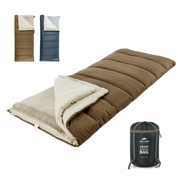 Мешок спальный Naturehike CR450, 210х90 см, 3-в-1 (левый) (ТК: +7C), коричневый