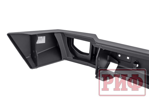 Бампер РИФ силовой задний Jeep Wrangler JL 2018+ с квад. под фарк. под штат. фонари, низ. пер. крыл.