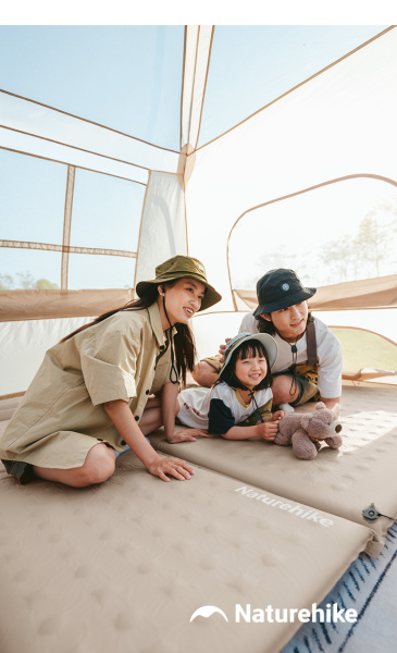 2 Коврик самонадувающийся Naturehike двойной 200х130х6 см, с подушками, бежевый